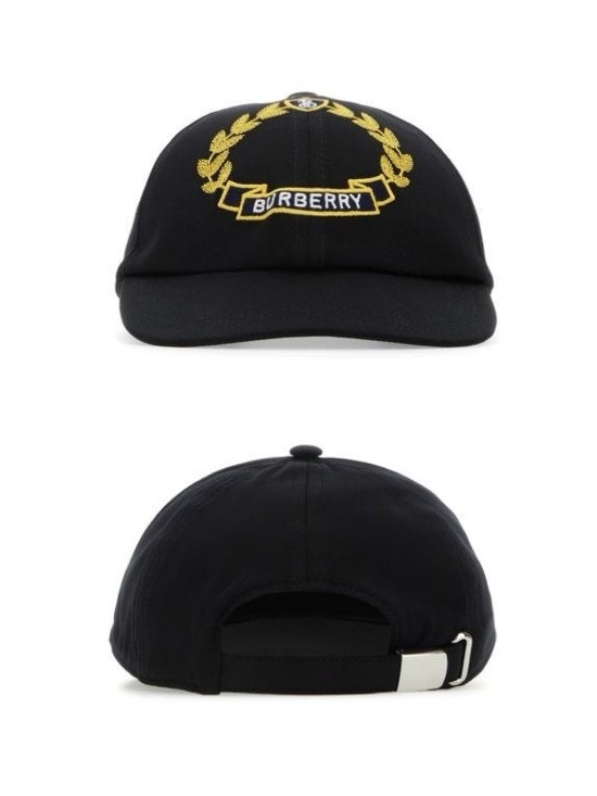 Burberry Oak Leaf Crest Embroidered Cotton Baseball Cap Black Medium 58 Logo NWT main image 4